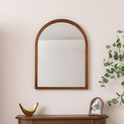 Dark Wood Framed Arched Wall Mirror - 60cm x 80cm