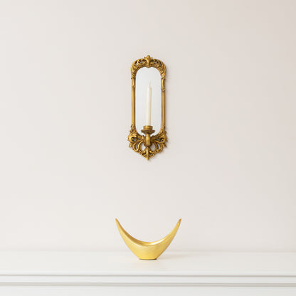 Ornate Metal Antique Gold Mirrored Candle Sconce