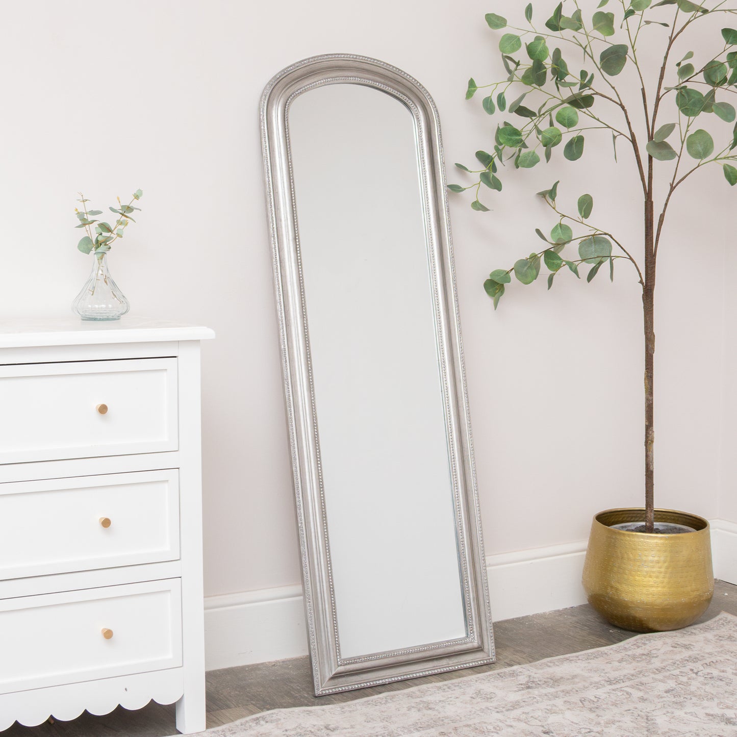 Full Length Foiled Silver Leaner & Wall Mirror - 47cm x 142cm