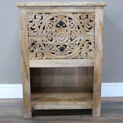 2 Drawer Natural Side Table