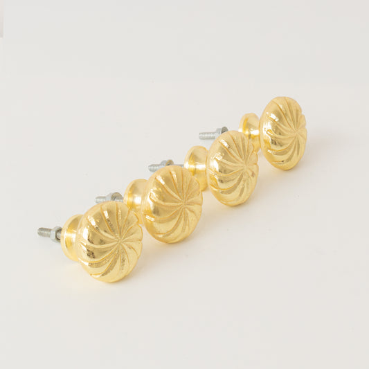  Set of 4 Large Gold Swirl Drawer Knobs 