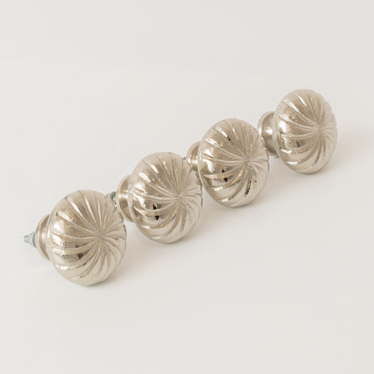  Set of 4 Extra Large Silver Swirl Drawer Knobs 