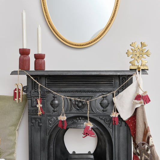  Dark Red & White Winter Garland / Table Scatters - 120cm 