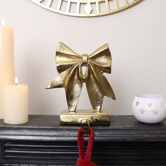  Gold Bow Christmas Stocking Hook 