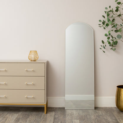 Large Full Length Gold Frameless Arched Mirror - 47cm x 142cm