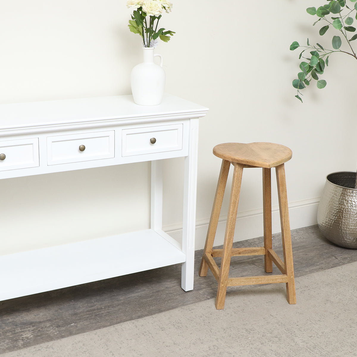 Tall Mango Wood Heart Bar Stool