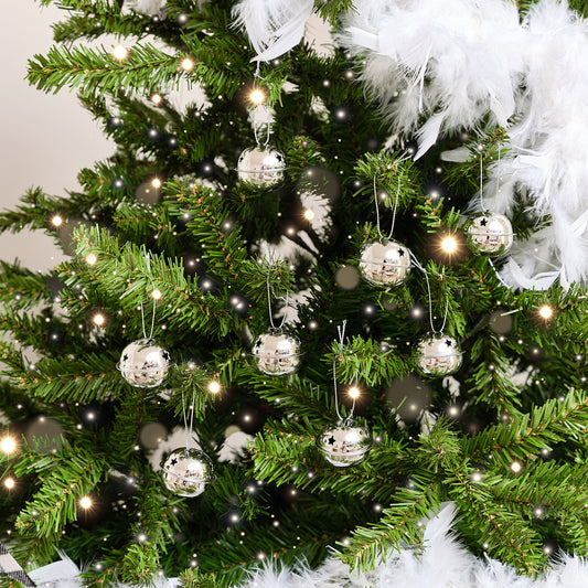  Set of 8 Silver Hanging Bell Christmas Decorations - 4cm 