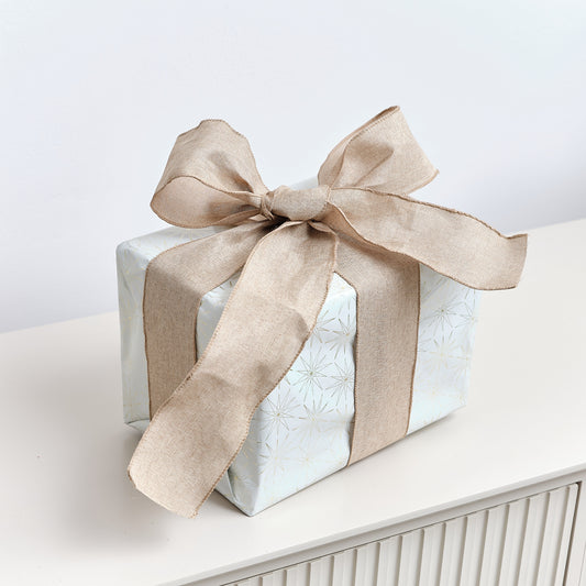  Natural Linen Hessian Look Wired Ribbon 2.7m 