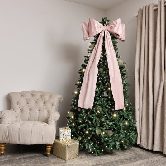  Extra Large Blush Pink Velvet Christmas Bow - 70cm x 140cm 