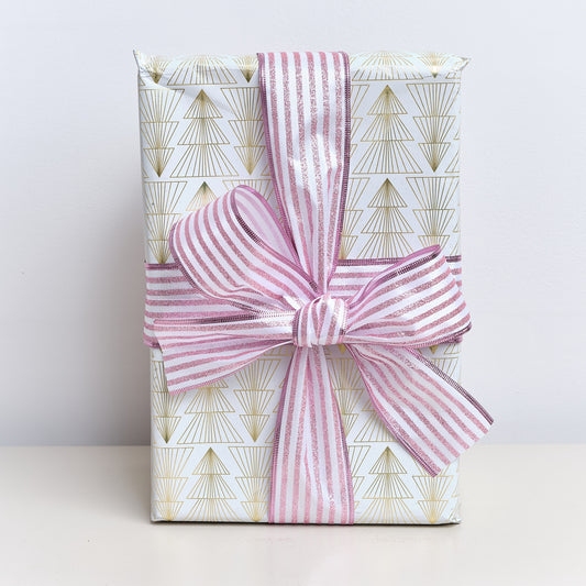  Large Pink & White Vertical Striped Wired Ribbon Garland - 270m 