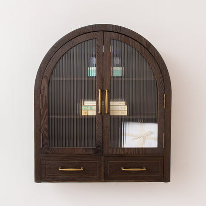 Dark Wood Arched Wall Mounted Cabinet - Kingsley Range