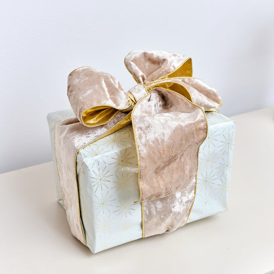  Large Shiny Velvet Pink & Gold Wired Ribbon Garland - 270cm 