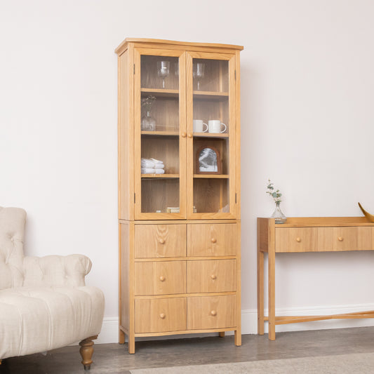  Pale Wood Curved Display Cabinet - Austin Wood Range 