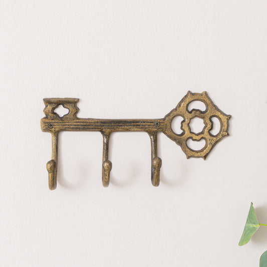  Antique Brass Key Shaped Key Hook Rail 