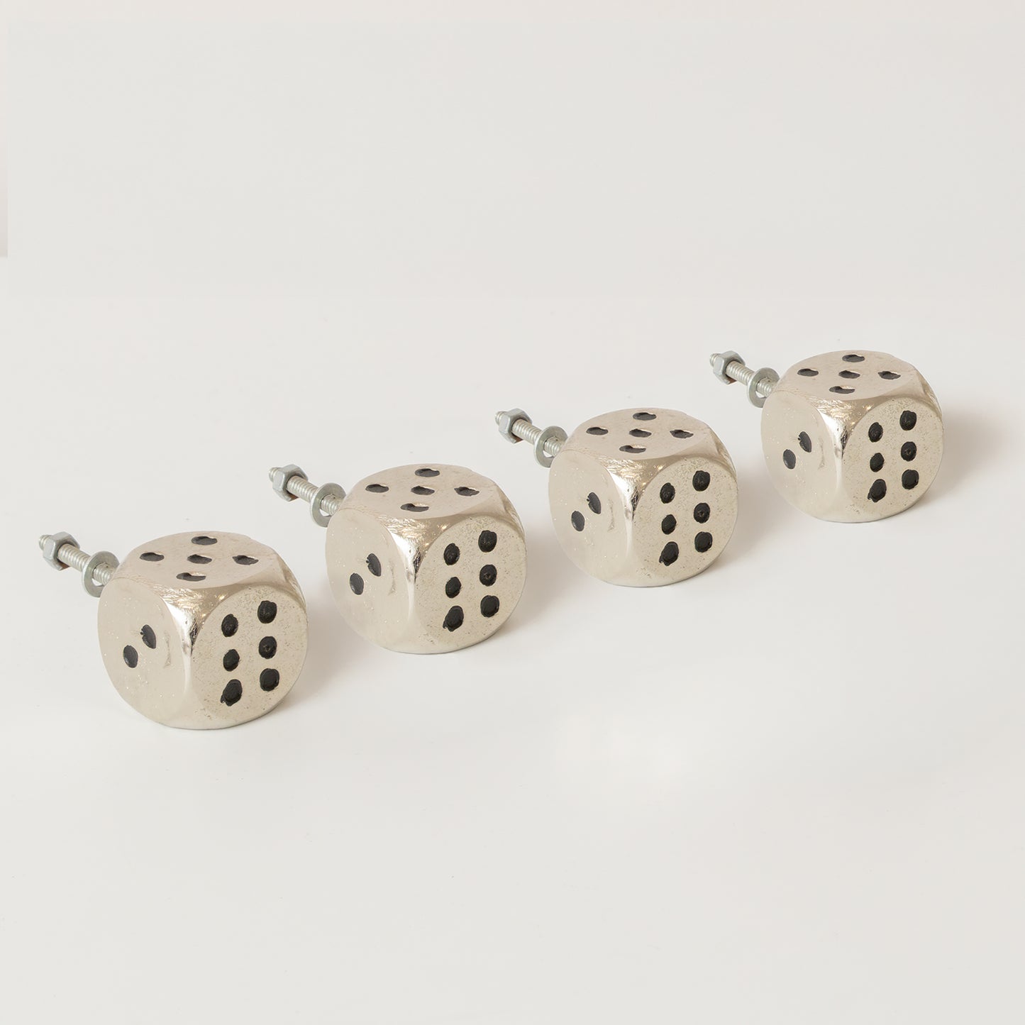 Set of 4 Silver Dice Drawer Knobs