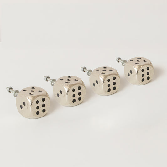  Set of 4 Silver Dice Drawer Knobs 