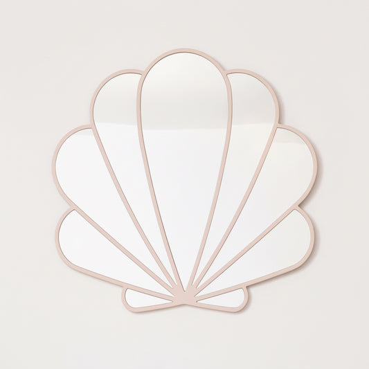  Large Pink Shell Shaped Wall Mounted Mirror - 60cm x 60cm 