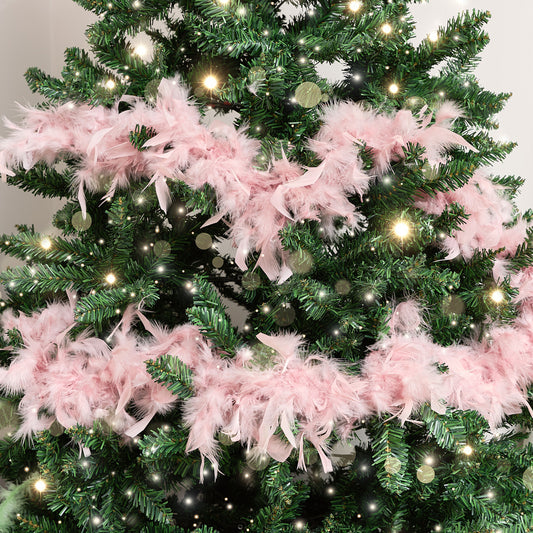  Large Pale Pink Feather Boa Christmas Garland - 182cm 