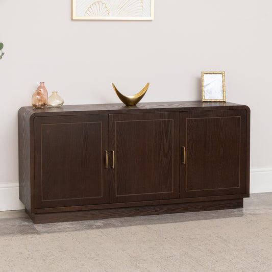  Dark Wooden 3 Door Sideboard - Kingsley Range 