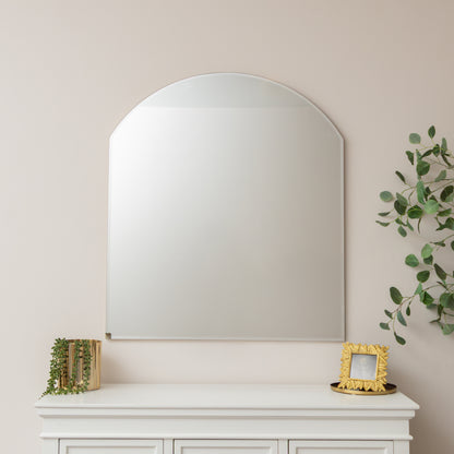 Large Frameless Arched Mirror with Bevelled Edges - 88cm x 100cm