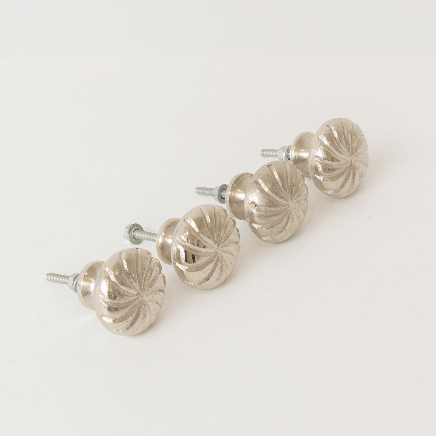 Set of 4 Large Silver Swirl Drawer Knobs