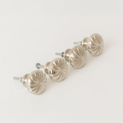 Set of 4 Large Silver Swirl Drawer Knobs
