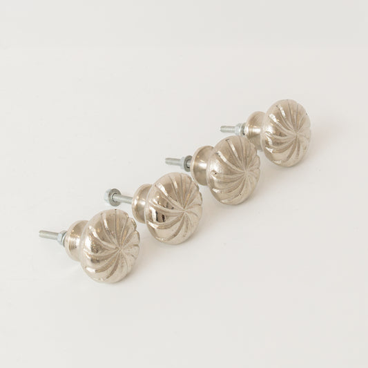  Set of 4 Large Silver Swirl Drawer Knobs 