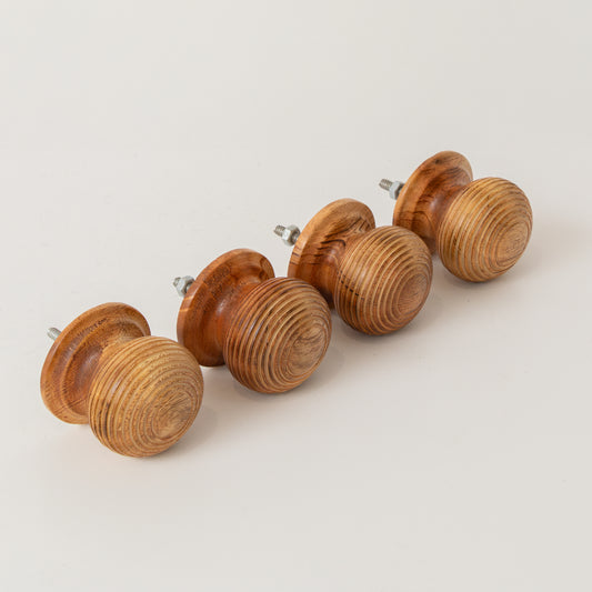  Set of 4 Large Wooden Swirl Drawer Knobs 