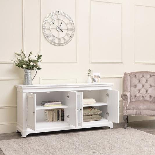  Large White 4 Door Sideboard - Daventry White Range 