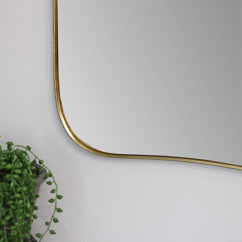 Large Gold Curved Wall Mirror 59cm x 77cm