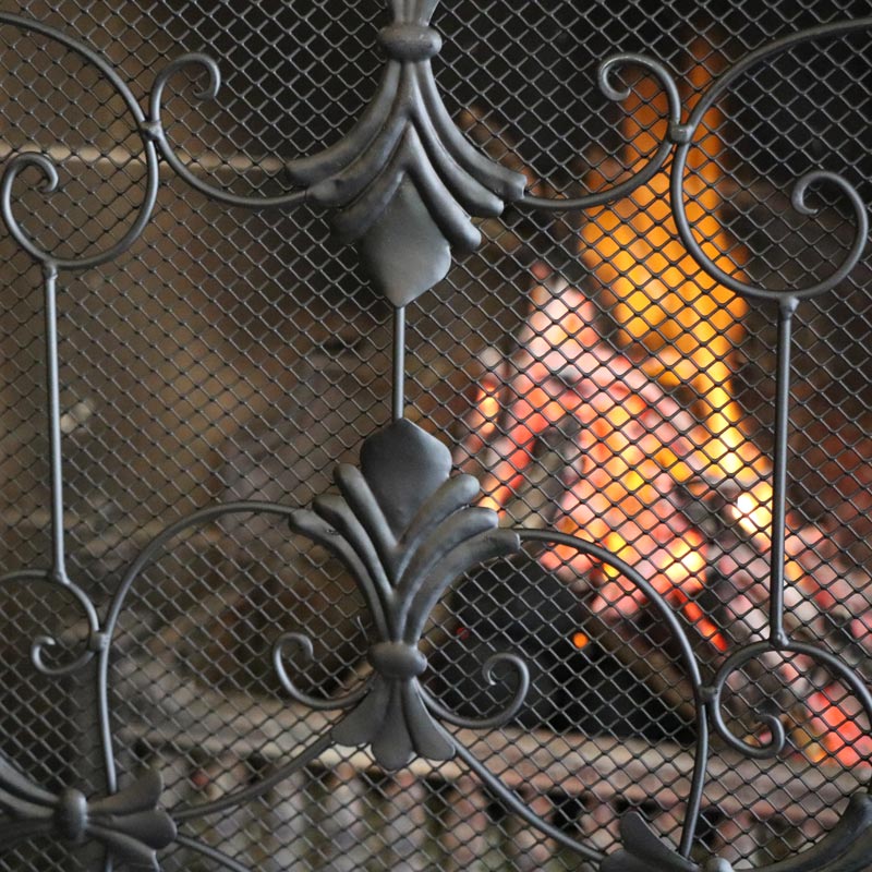 Black Metal Ornate Fire Screen