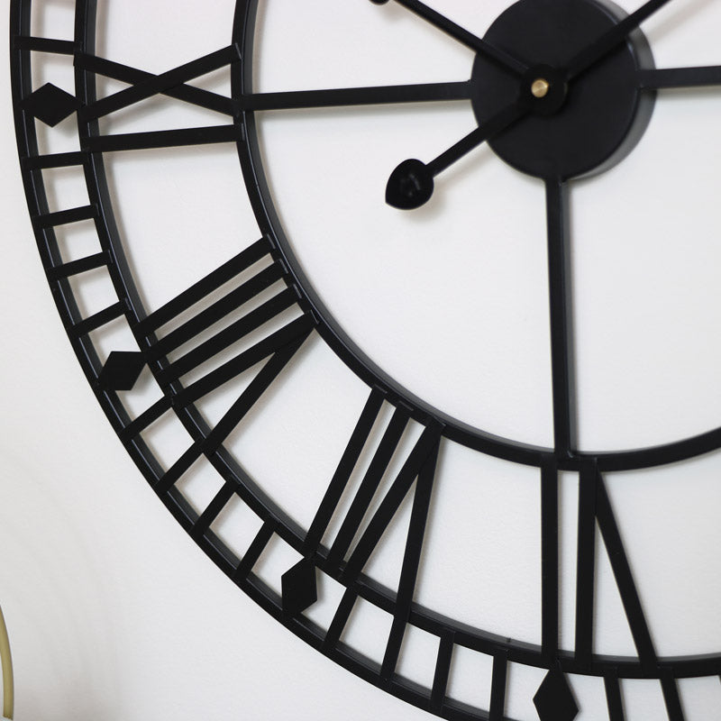 Black Metal Skeleton Clock 60cm x 60cm