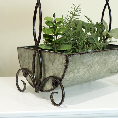 Rustic Metal Wishing Well Planter Pot