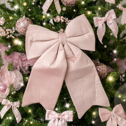  Large Baby Pink Velvet Christmas Bow - 30cm x 45cm 