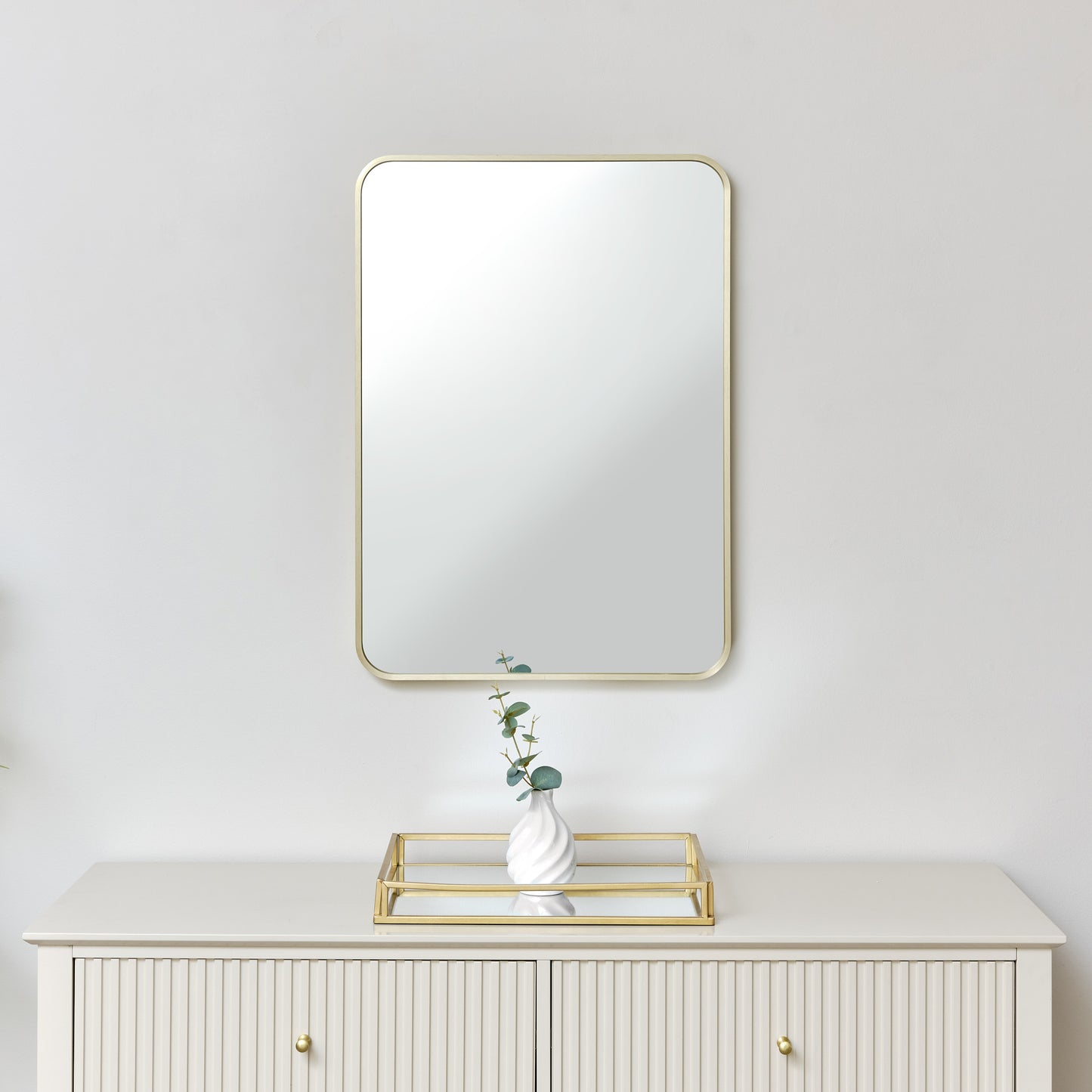 Gold Curved Framed Wall Mirror 70cm x 50cm