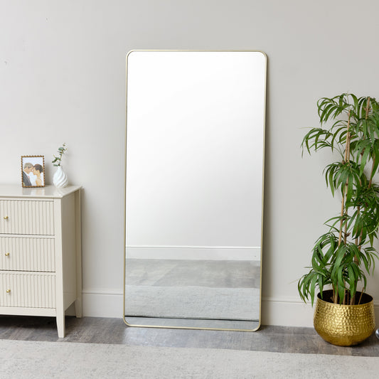 Large Gold Curved Framed Wall / Leaner Mirror 160cm x 80cm 