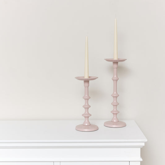  Set of 2 Pink Candle Holders 