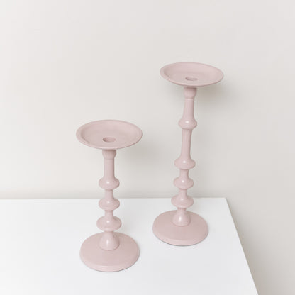 Set of 2 Pink Candle Holders