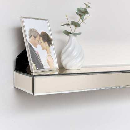 Champagne Mirrored Floating Wall Shelf