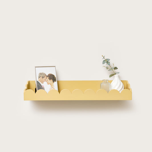  Mustard Scalloped Wall Storage Shelf - 61cm 