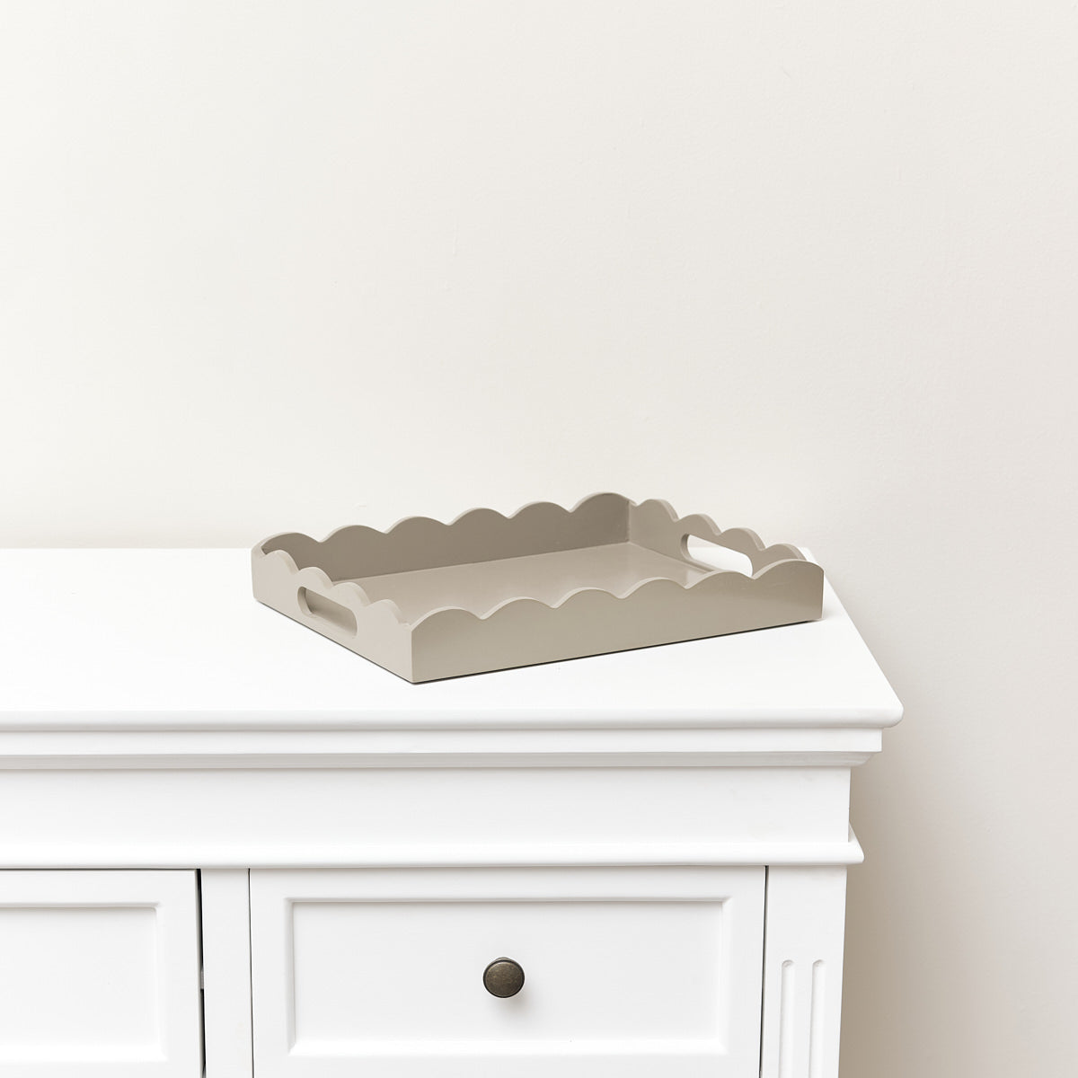 Rectangle Taupe Scalloped Tray