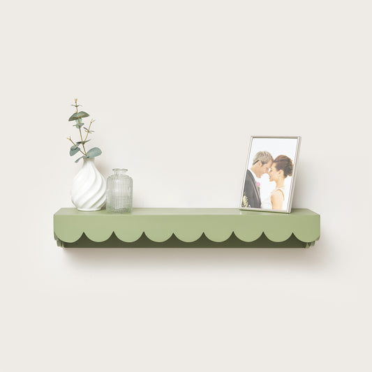  Green Scalloped Wall Storage Shelf - 61cm 