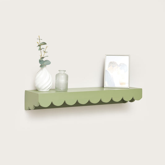  Green Scalloped Wall Storage Shelf - 61cm 