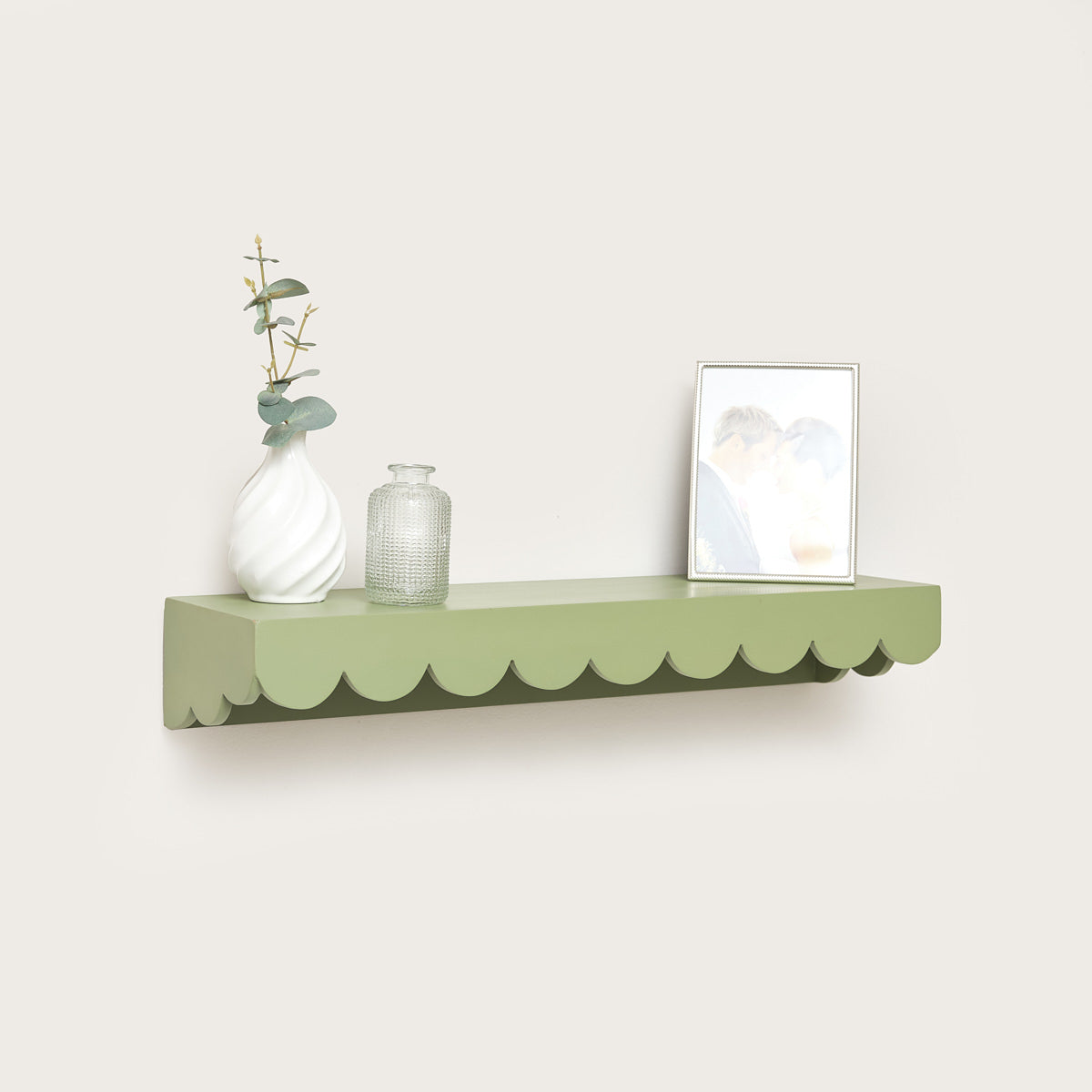 Green Scalloped Wall Storage Shelf - 61cm