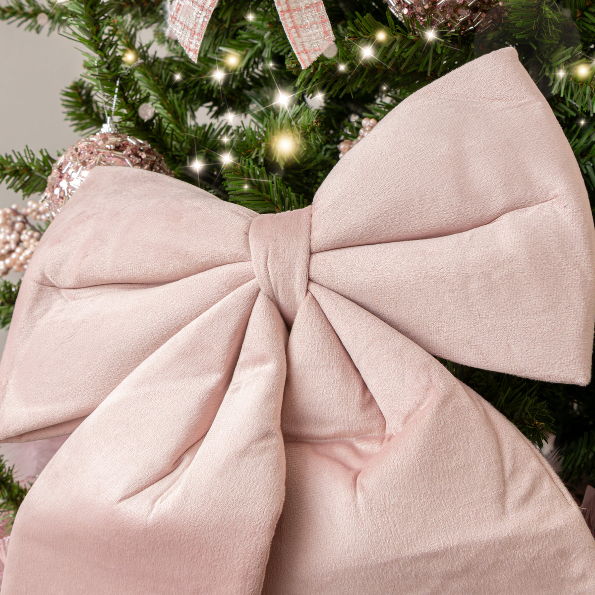Large Baby Pink Velvet Christmas Bow - 30cm x 45cm
