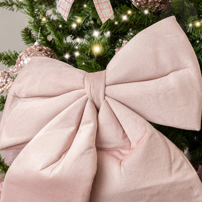 Large Baby Pink Velvet Christmas Bow - 30cm x 45cm