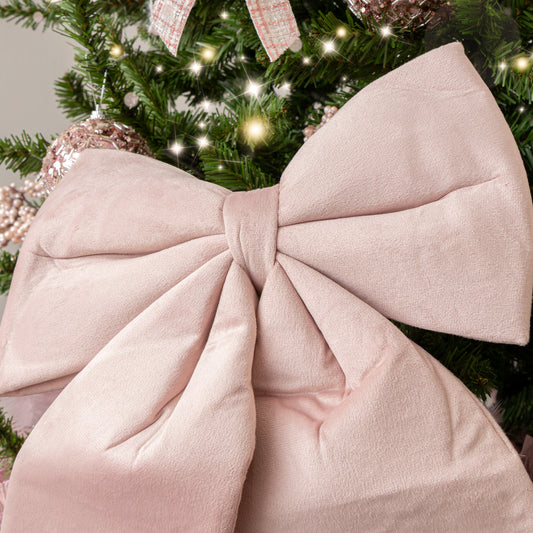  Large Baby Pink Velvet Christmas Bow - 30cm x 45cm 