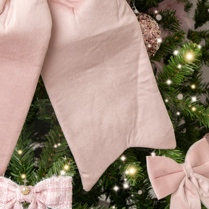 Large Baby Pink Velvet Christmas Bow - 30cm x 45cm