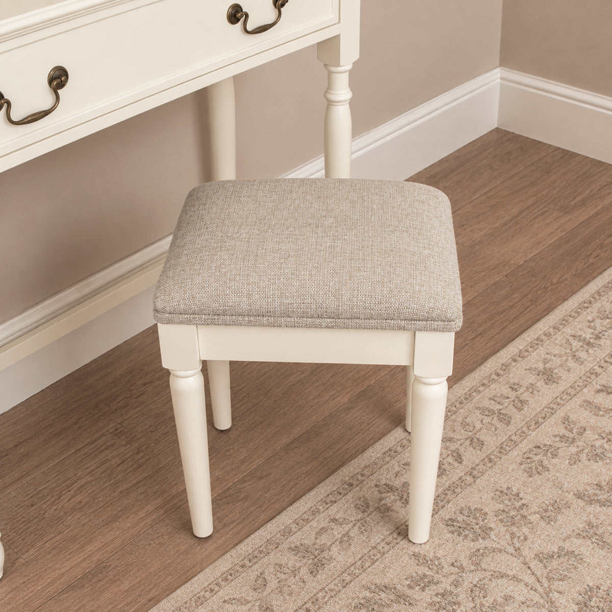 Ivory Cushioned Dressing Table Stool - Charlotte Ivory Range