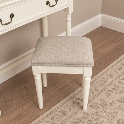 Ivory Cushioned Dressing Table Stool - Charlotte Ivory Range